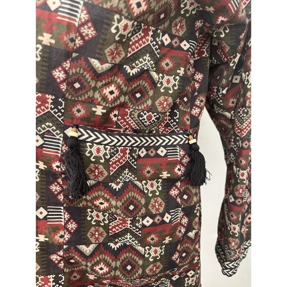 Zeen Pakistani Unisex Indian Native Geometric Rustic Cotton Long Sleeve Jacket S - Picture 8 of 9